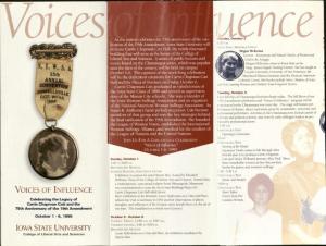Brochure from a celebration of Catt and the 75th anniversary of the 19th Amendment, 1995. RS 21/7/3, Box 3, Folder 8