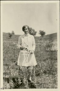 Ada Hayden in College pasture, 1926. RS 13/3/33, Box 4, Folder 4.