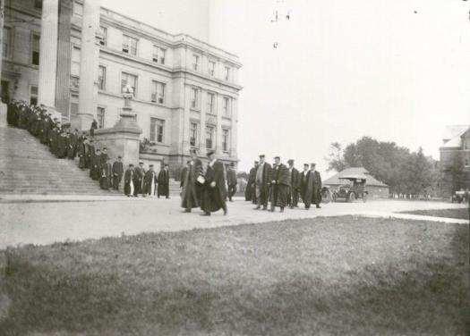 Graduation recessional from Beardshear Hall, 1915. University Photographs, RS 7/2/E, Box 447.
